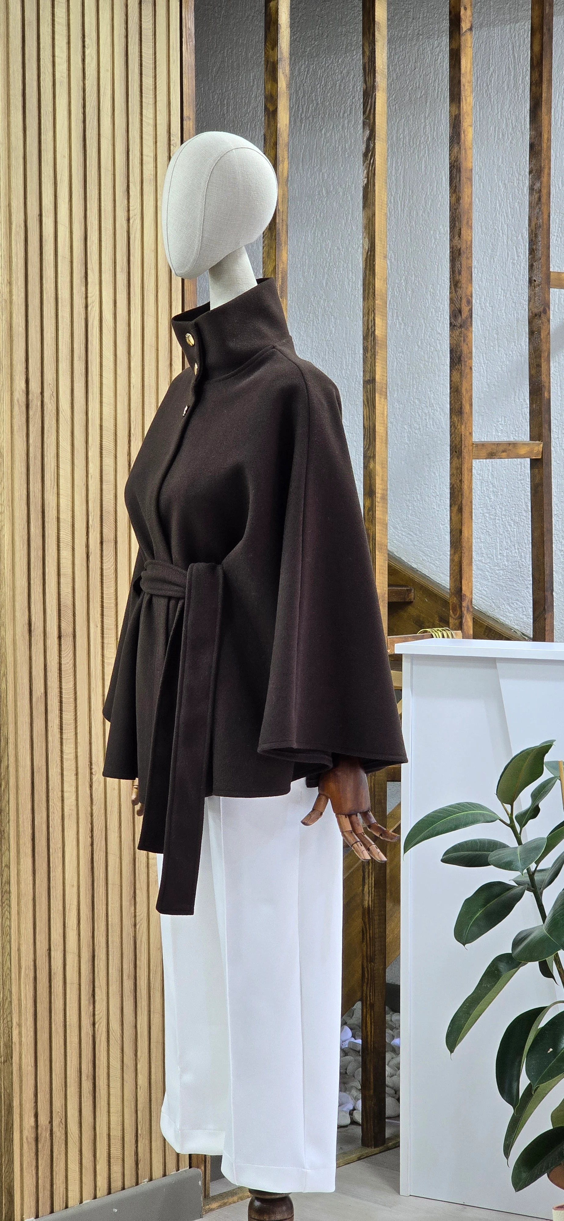 Üç Düğmeli Kaşe Panço