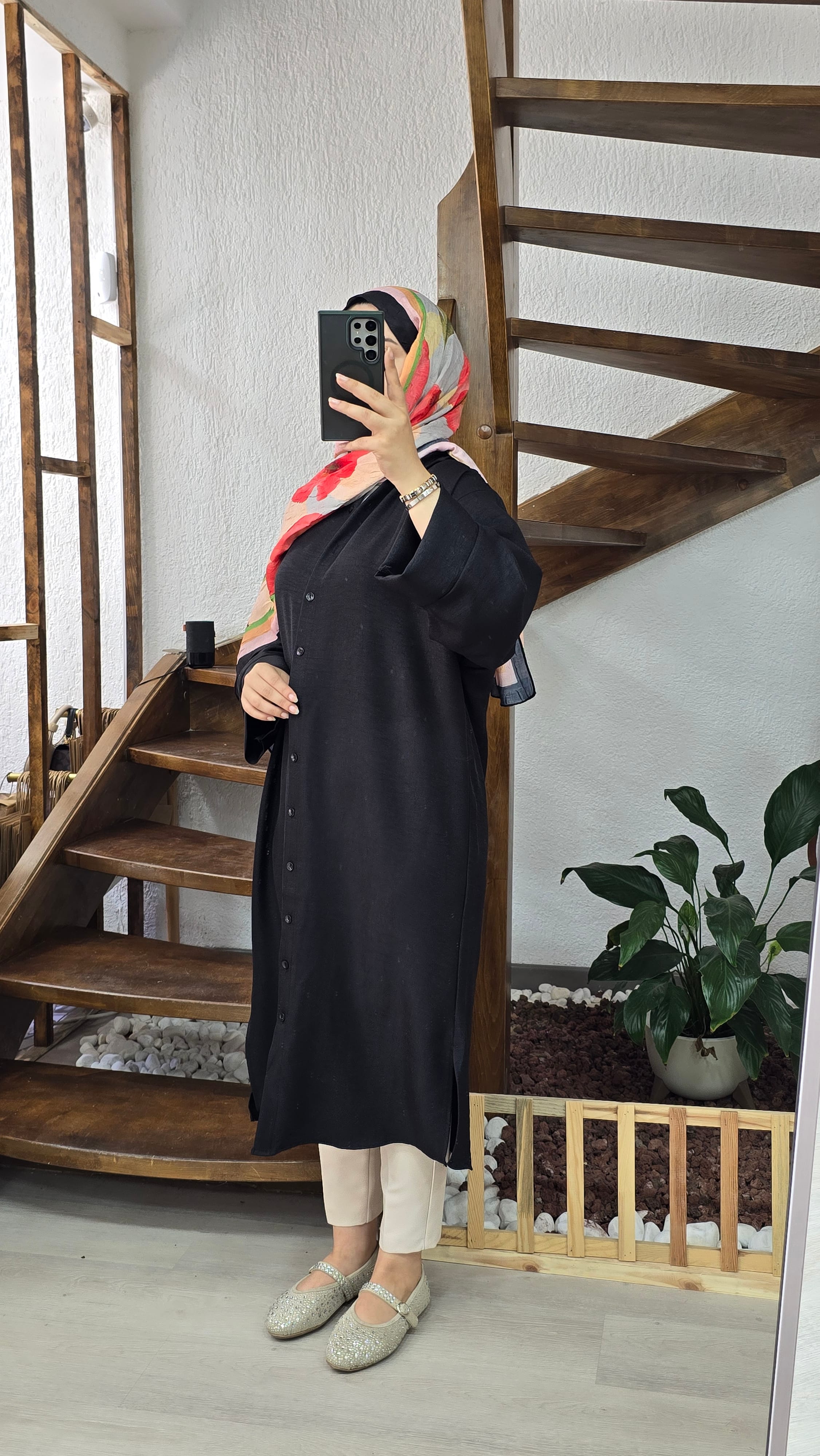 SİYAH RAHAT OVERSİZE KALIP GÖMLEK ELBİSE