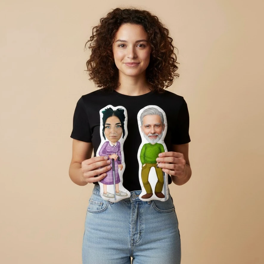 Yastık Adam Eğlenceli Yaşlı Çift Yastık-6