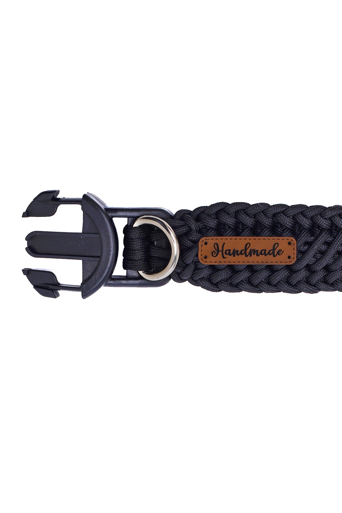 %100 El Yapımı Premium Paracord Örgü Boyun Tasması  - Siyah