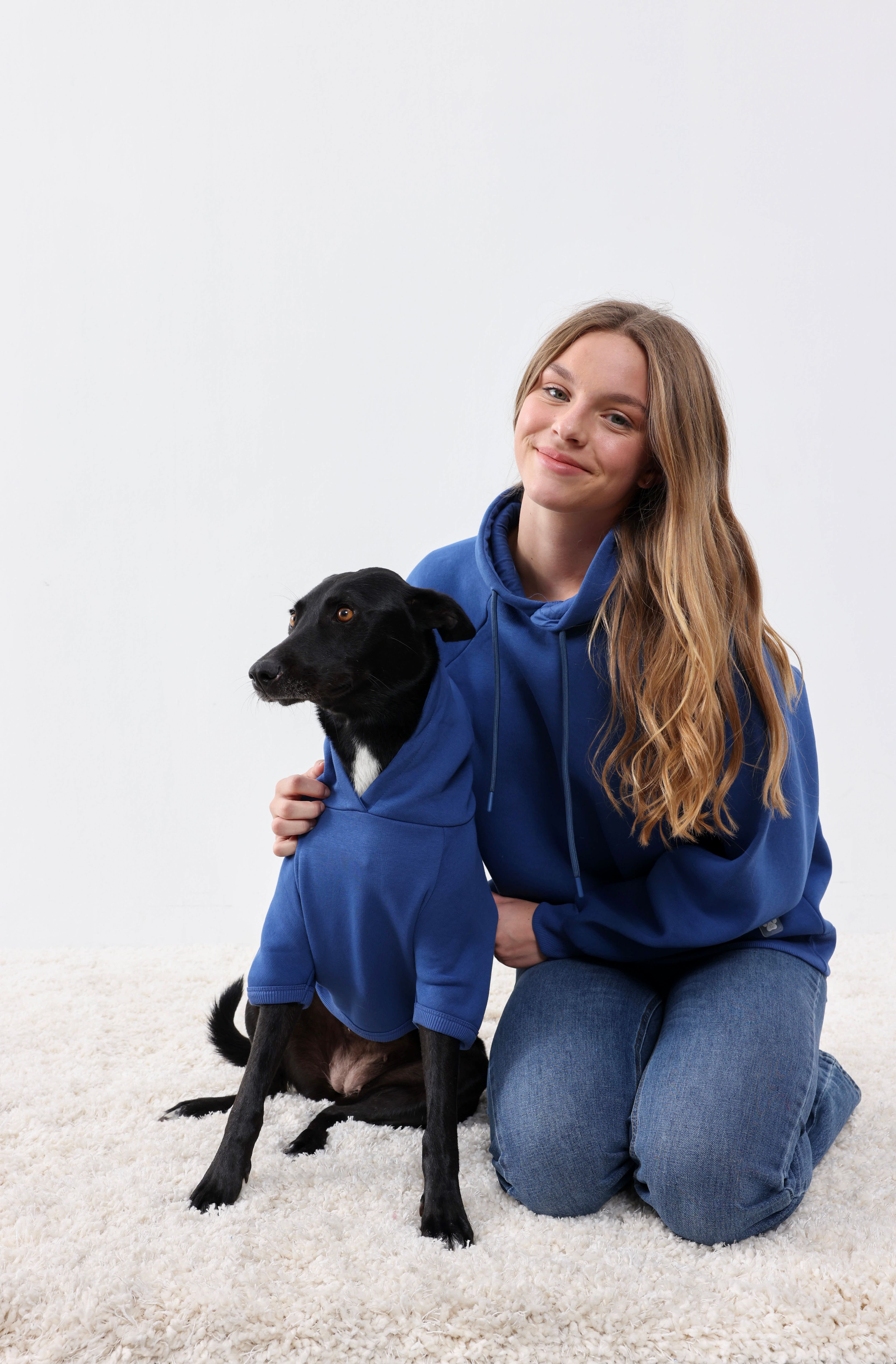 BFF - Yumuşak İçi Polarlı Kapüşonlu KÖPEK Sweatshirtü - İndigo