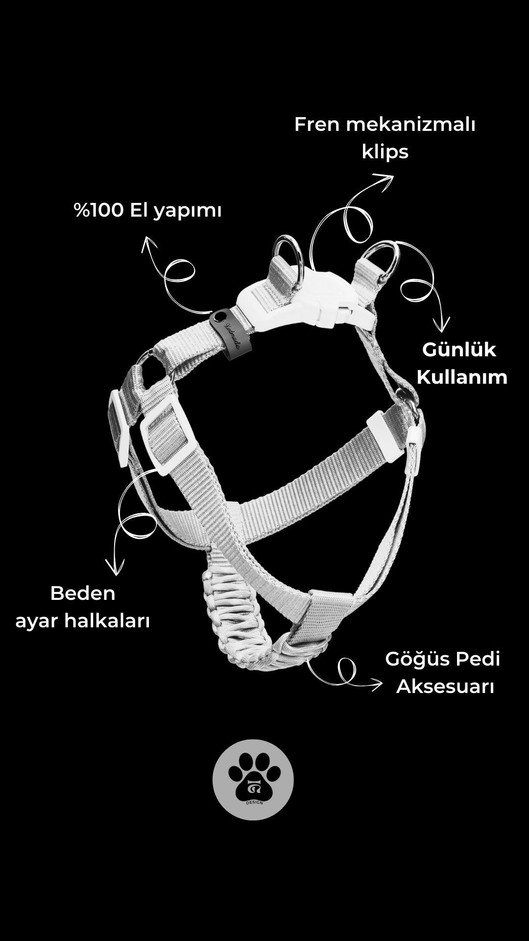 %100 El Yapımı Örgülü Göğüs Tasması - Pembe