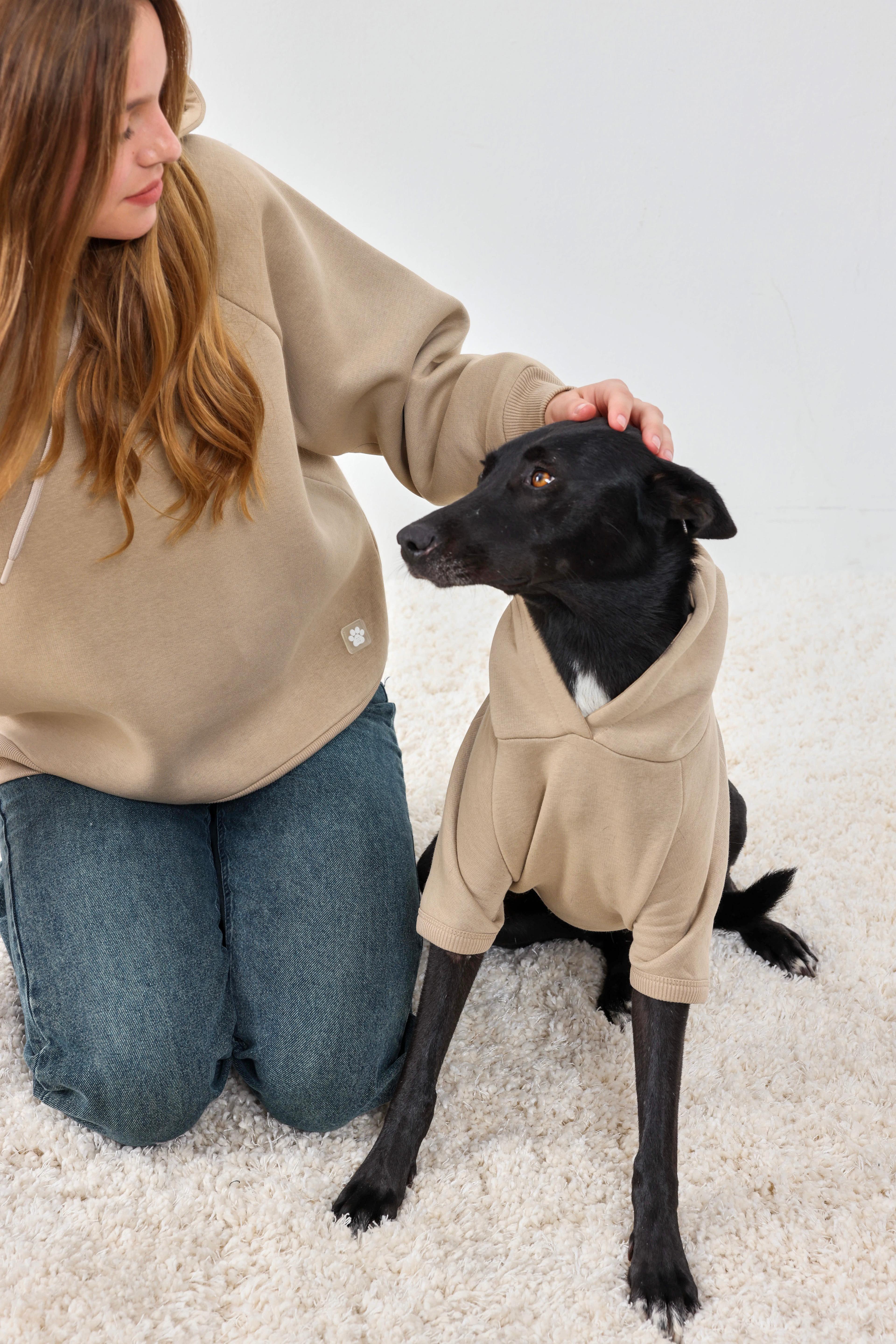 BFF - Yumuşak İçi Polarlı Kapüşonlu KÖPEK Sweatshirtü - Camel