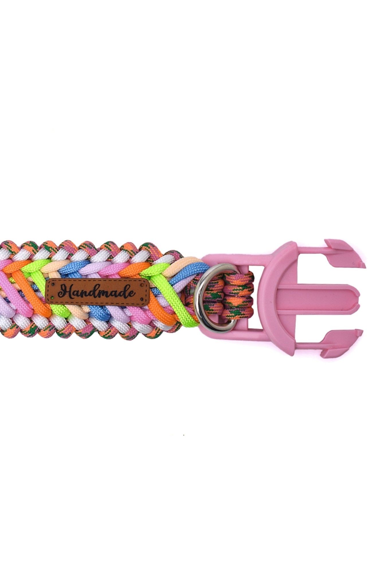 %100 El Yapımı Premium Paracord Örgü Boyun Tasması  - Pembe