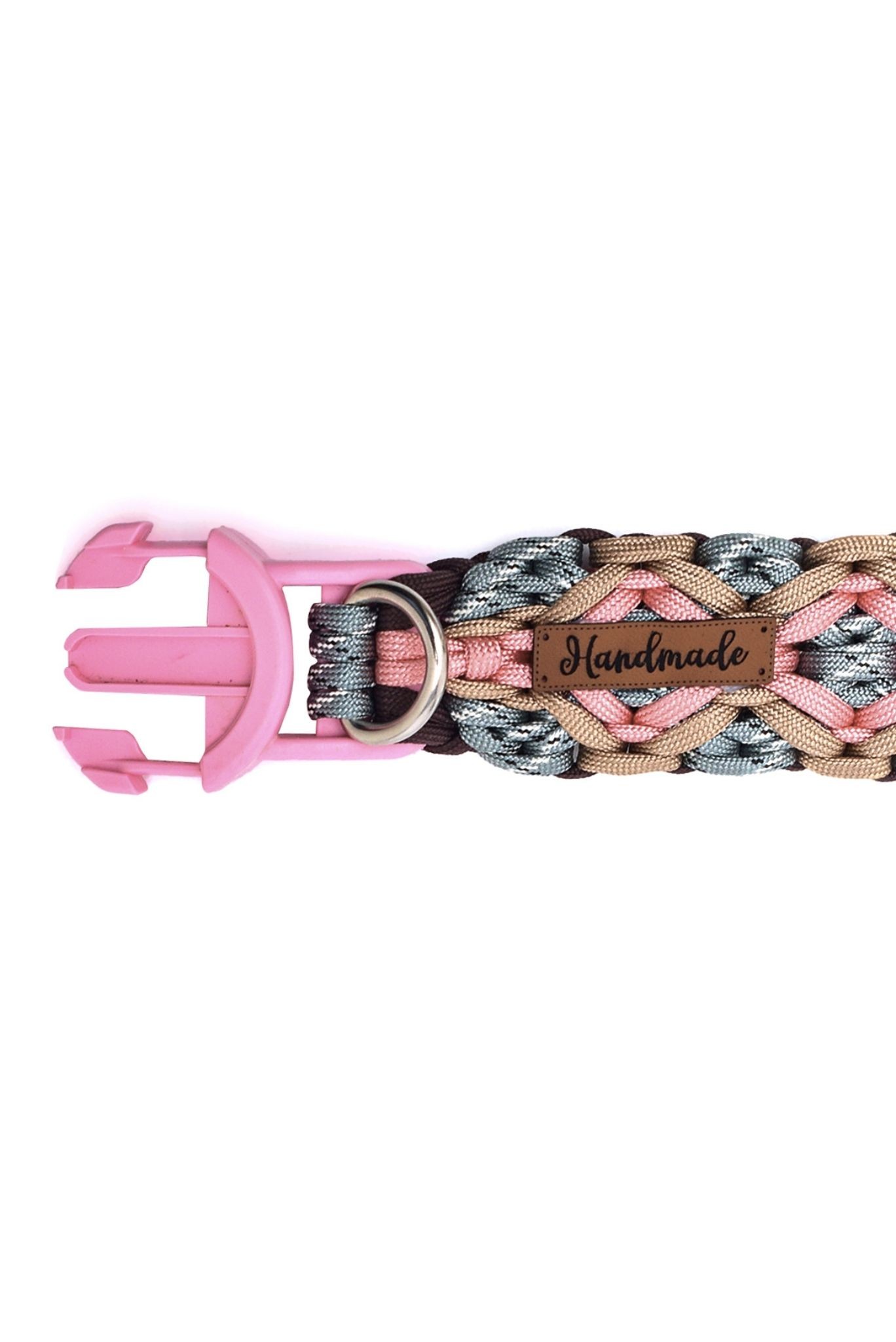 %100 El Yapımı Premium Paracord Örgü Boyun Tasması  - Pembe