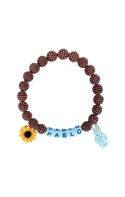 Bubble - Kedi Köpek Boncuklu Charmlı Kolye - Kahverengi