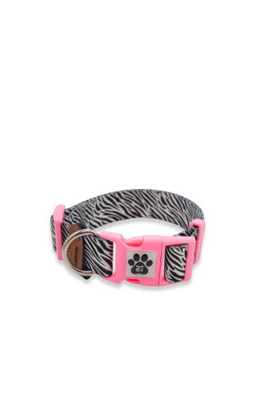 Geri Dönüştürülmüş Desenli Boyun Tasması - Zebra Pembe