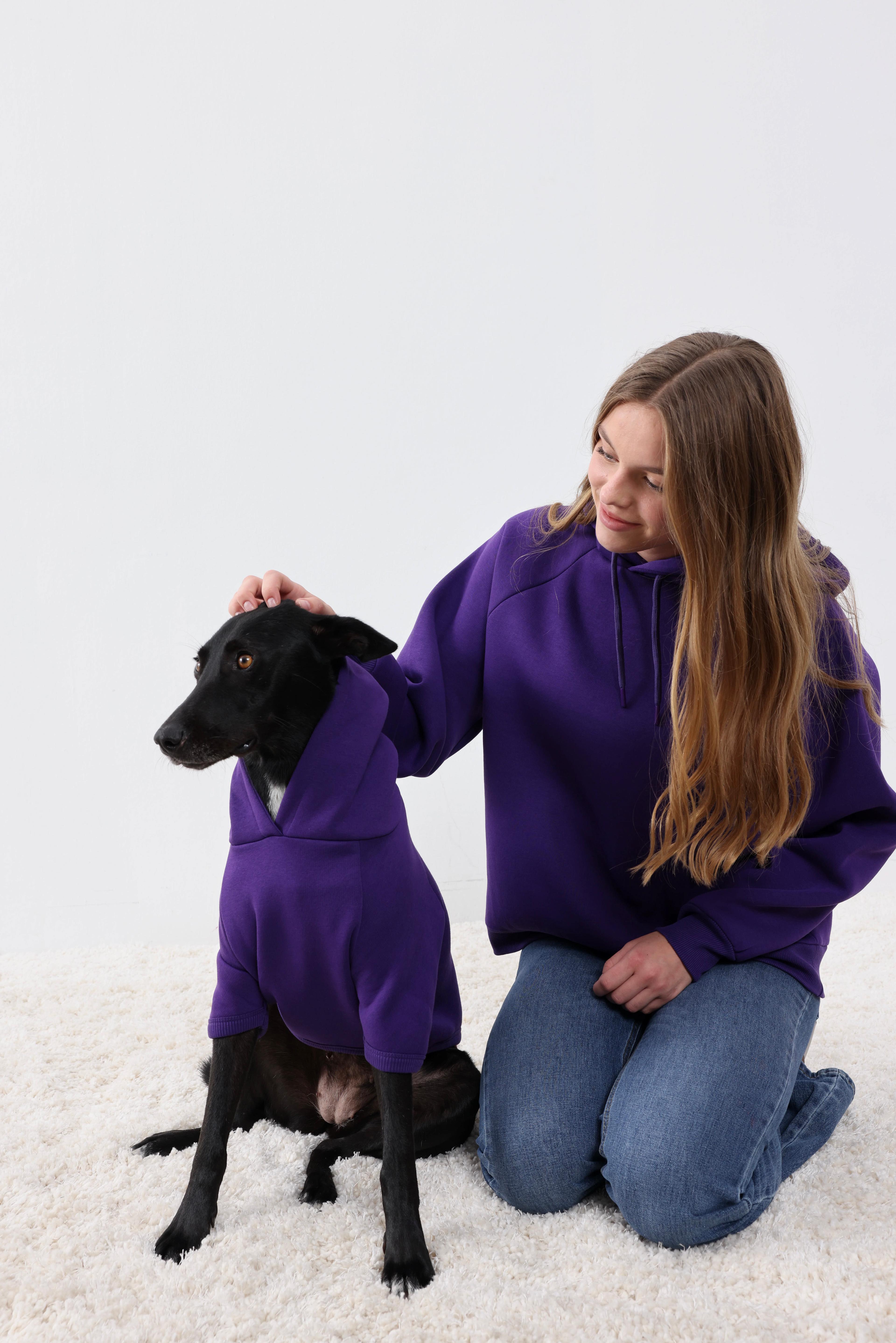 BFF - Yumuşak İçi Polarlı Kapüşonlu KÖPEK Sweatshirtü - Koyu Mor1