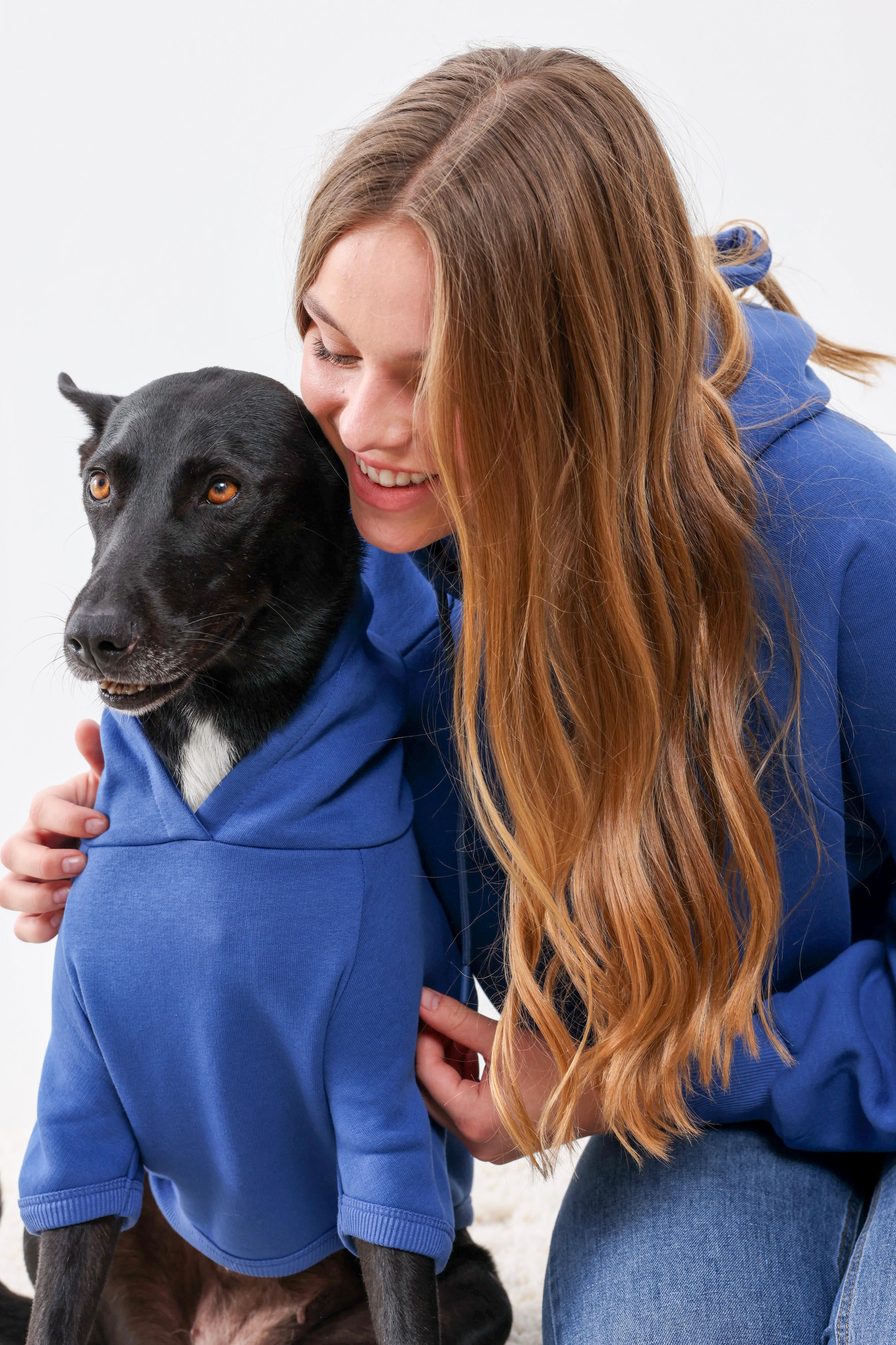 BFF - Yumuşak İçi Polarlı Kapüşonlu KÖPEK Sweatshirtü - İndigo