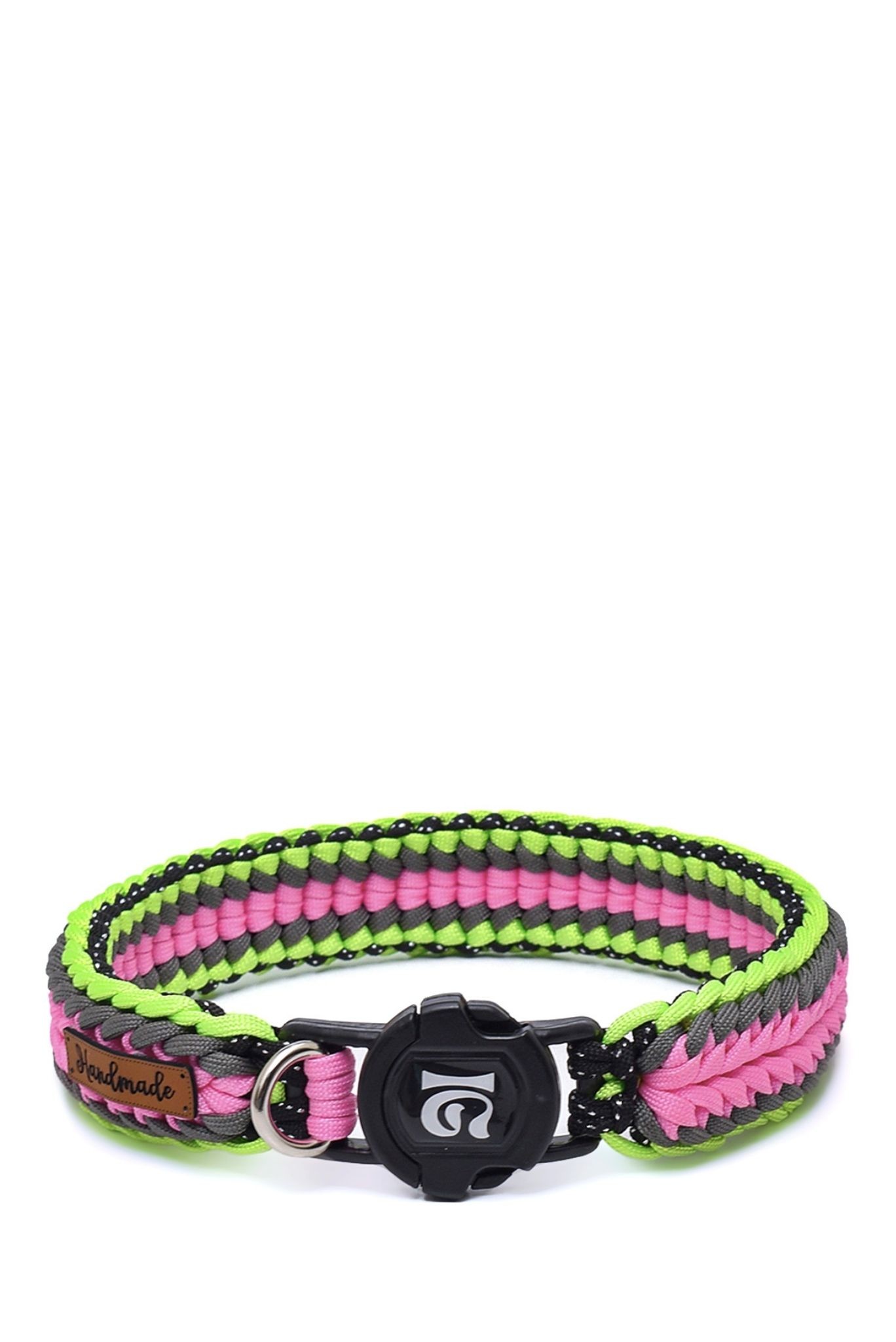 %100 El Yapımı Premium Paracord Örgü Boyun Tasması  - Pembe