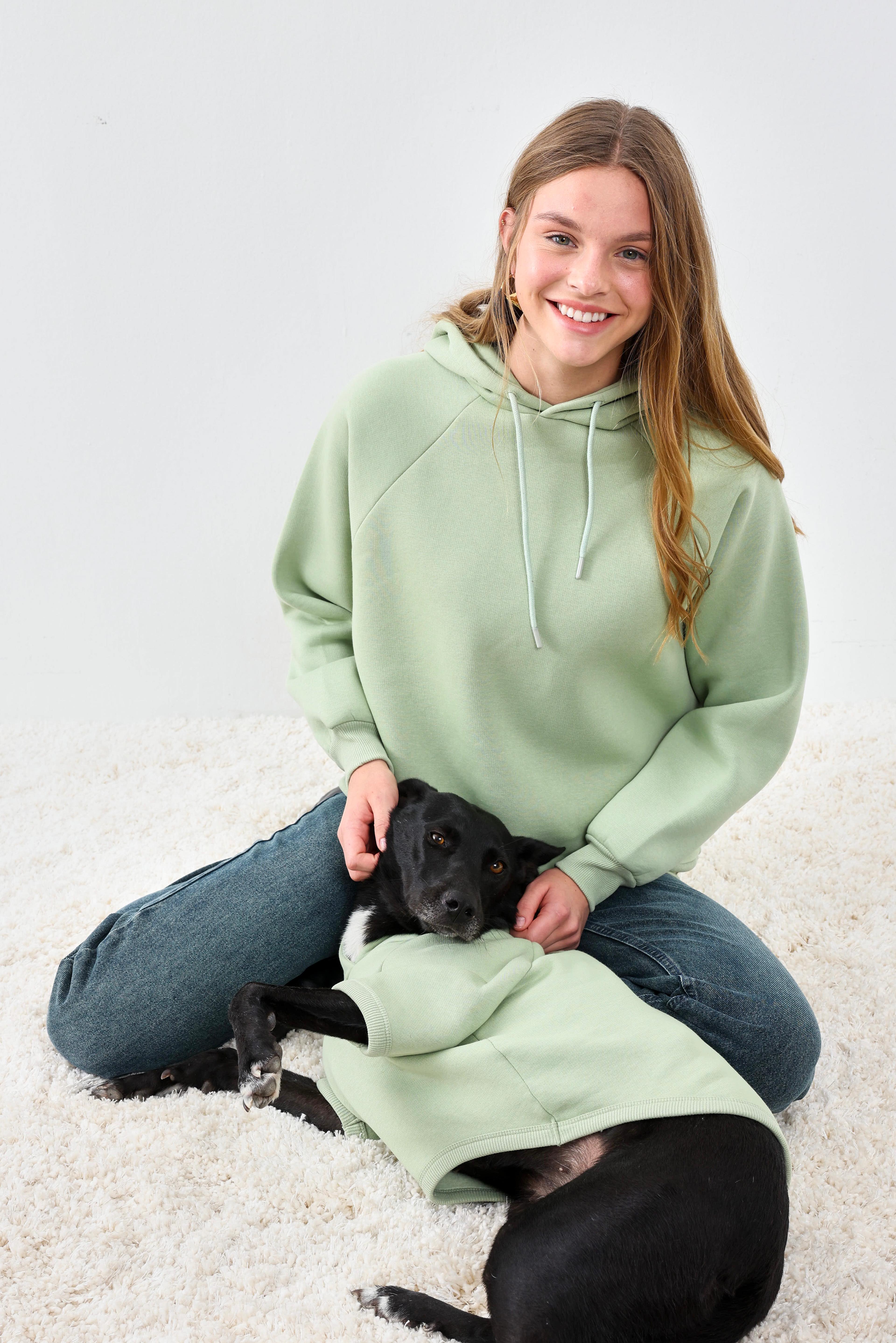 BFF - Yumuşak İçi Polarlı Kapüşonlu KÖPEK Sweatshirtü - Mint