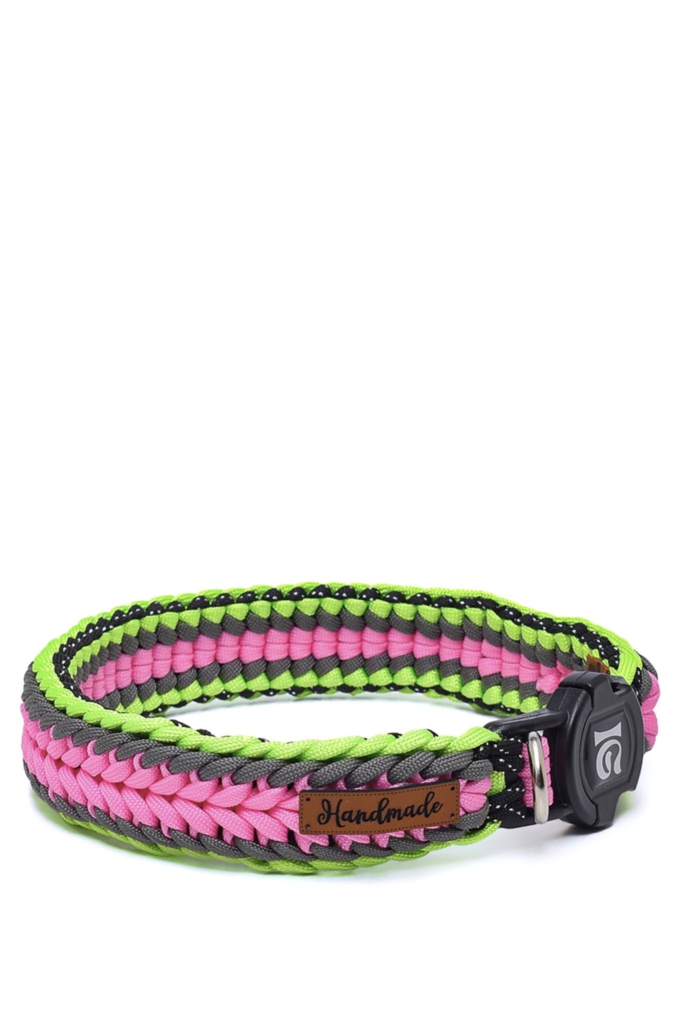 %100 El Yapımı Premium Paracord Örgü Boyun Tasması  - Pembe