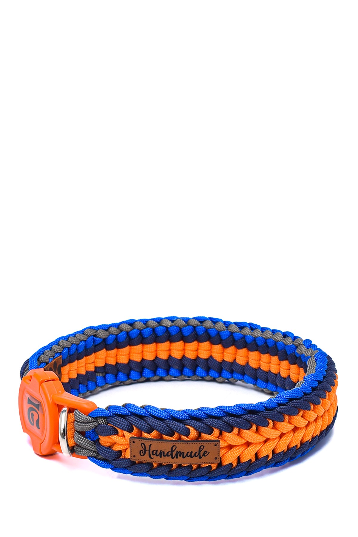 %100 El Yapımı Premium Paracord Örgü Boyun Tasması  - Turuncu