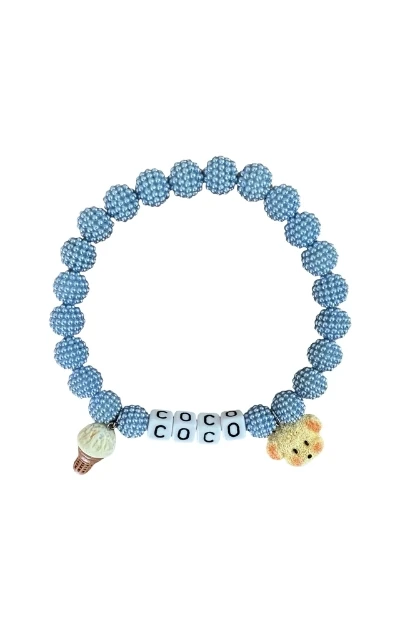 Bubble - Kedi Köpek Boncuklu Charmlı Kolye - Açık Mavi