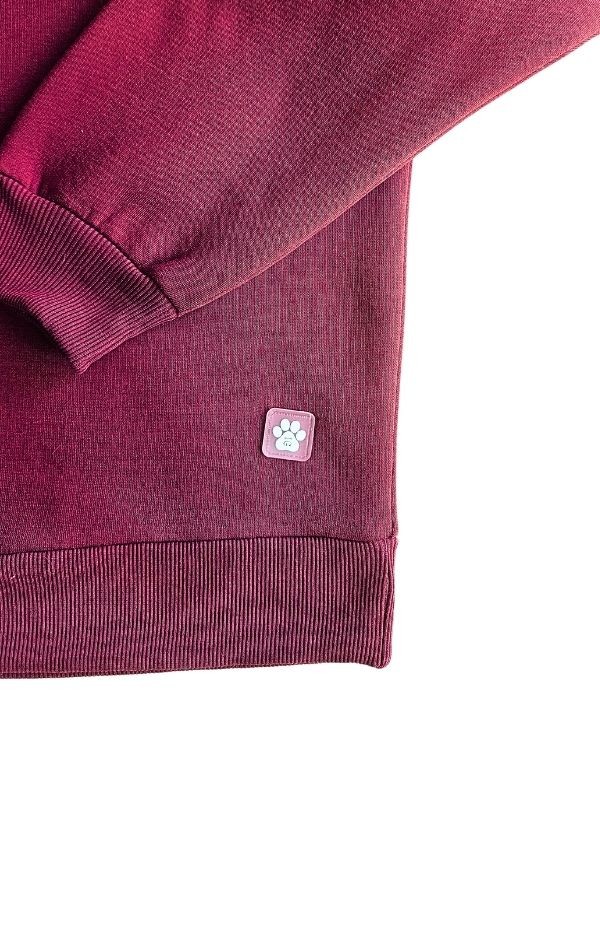 BFF - Unisex Yumuşak İçi Polarlı Oversize Kapüşonlu İnsan Sweatshirtü - Bordo