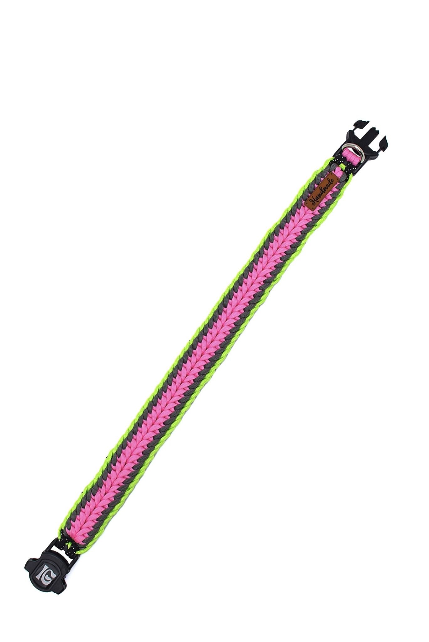 %100 El Yapımı Premium Paracord Örgü Boyun Tasması  - Pembe