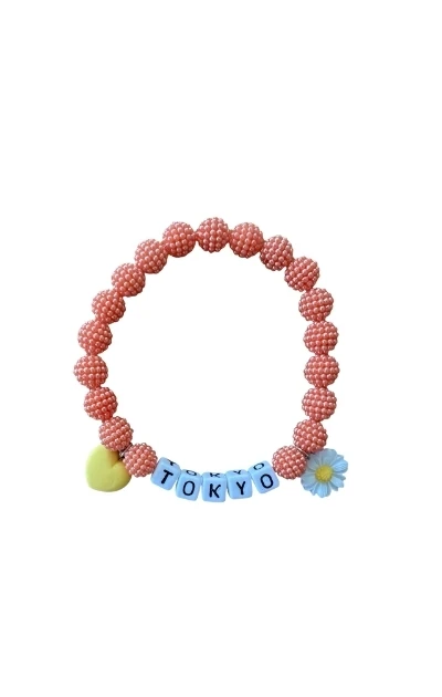 Bubble - Kedi Köpek Boncuklu Charmlı Kolye - Somon