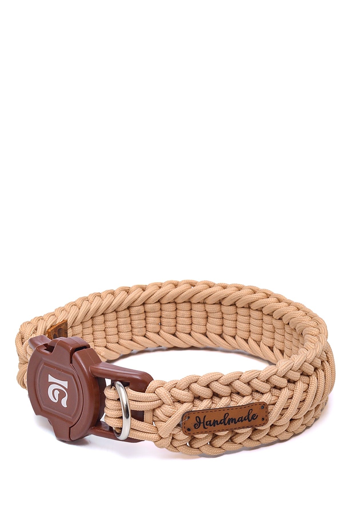 %100 El Yapımı Premium Paracord Örgü Boyun Tasması  - Ten