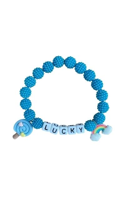 Bubble - Kedi Köpek Boncuklu Charmlı Kolye - Mavi