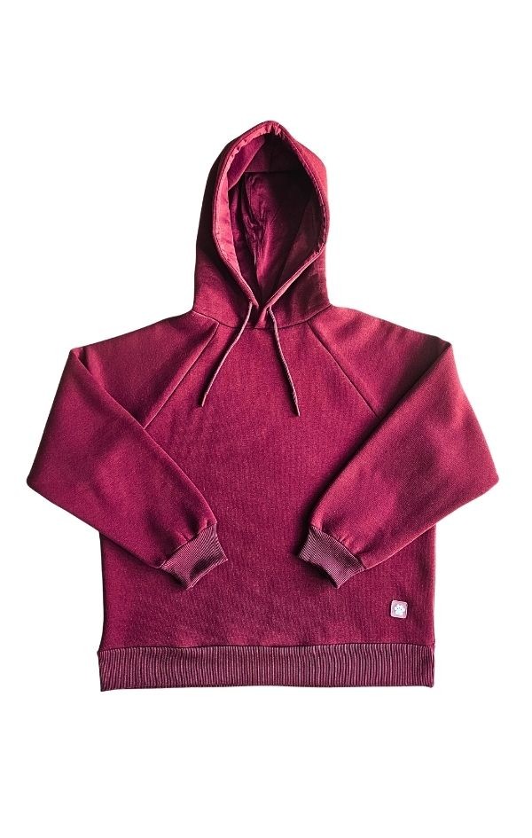 BFF - Unisex Yumuşak İçi Polarlı Oversize Kapüşonlu İnsan Sweatshirtü - Bordo