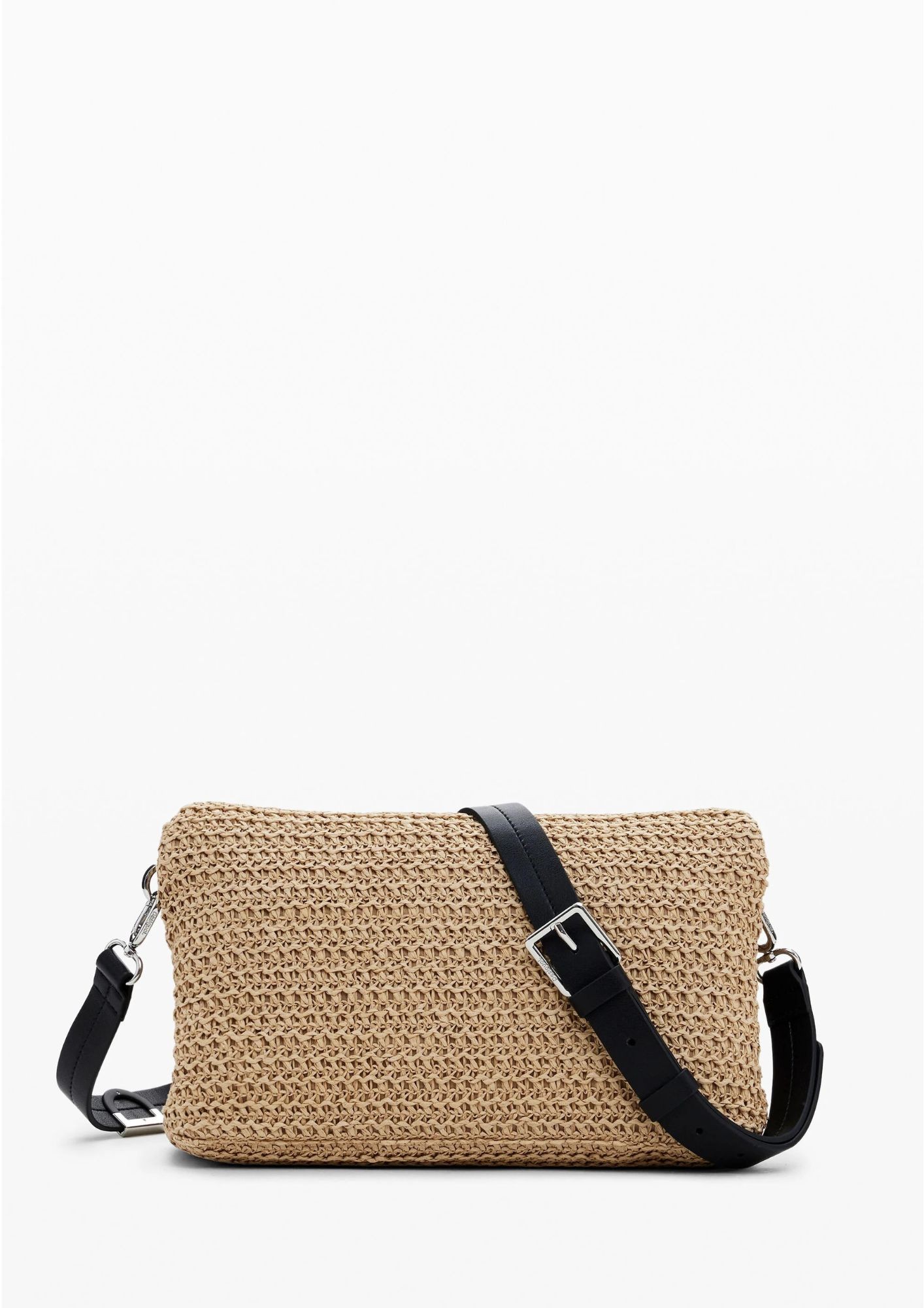 Half Logo Raffia U Shoulder Bag