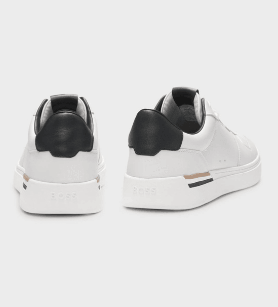 Boss Black Leather Trainers with Signature-Stripe Details 1024994501