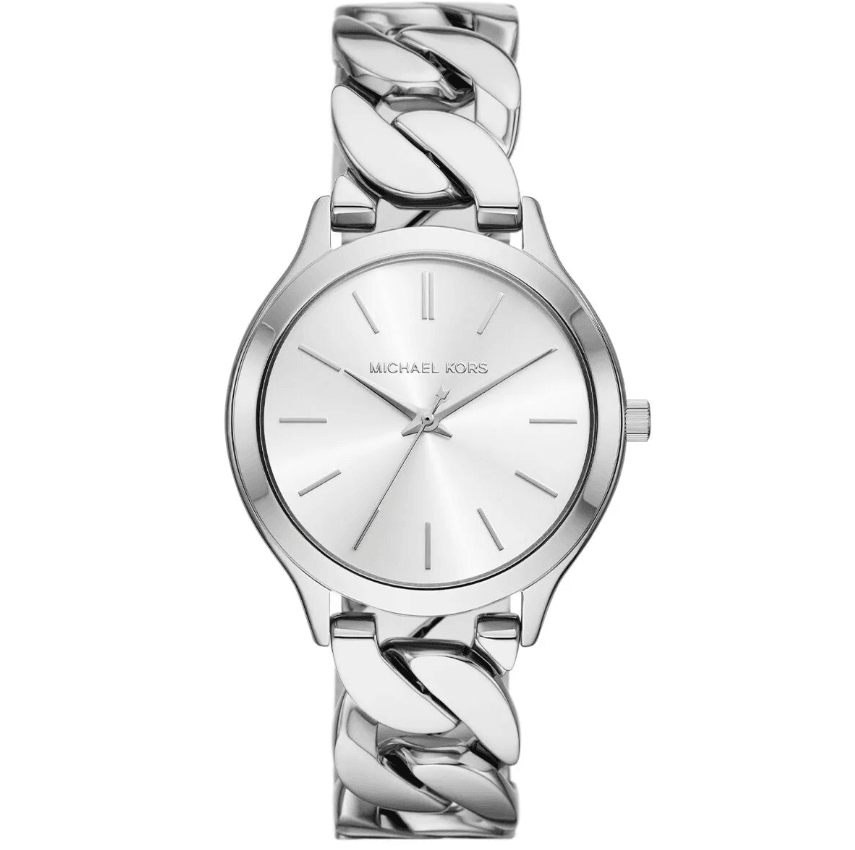 Slim Runway Silver-Tone Curb-Link Women's Watch MK7474