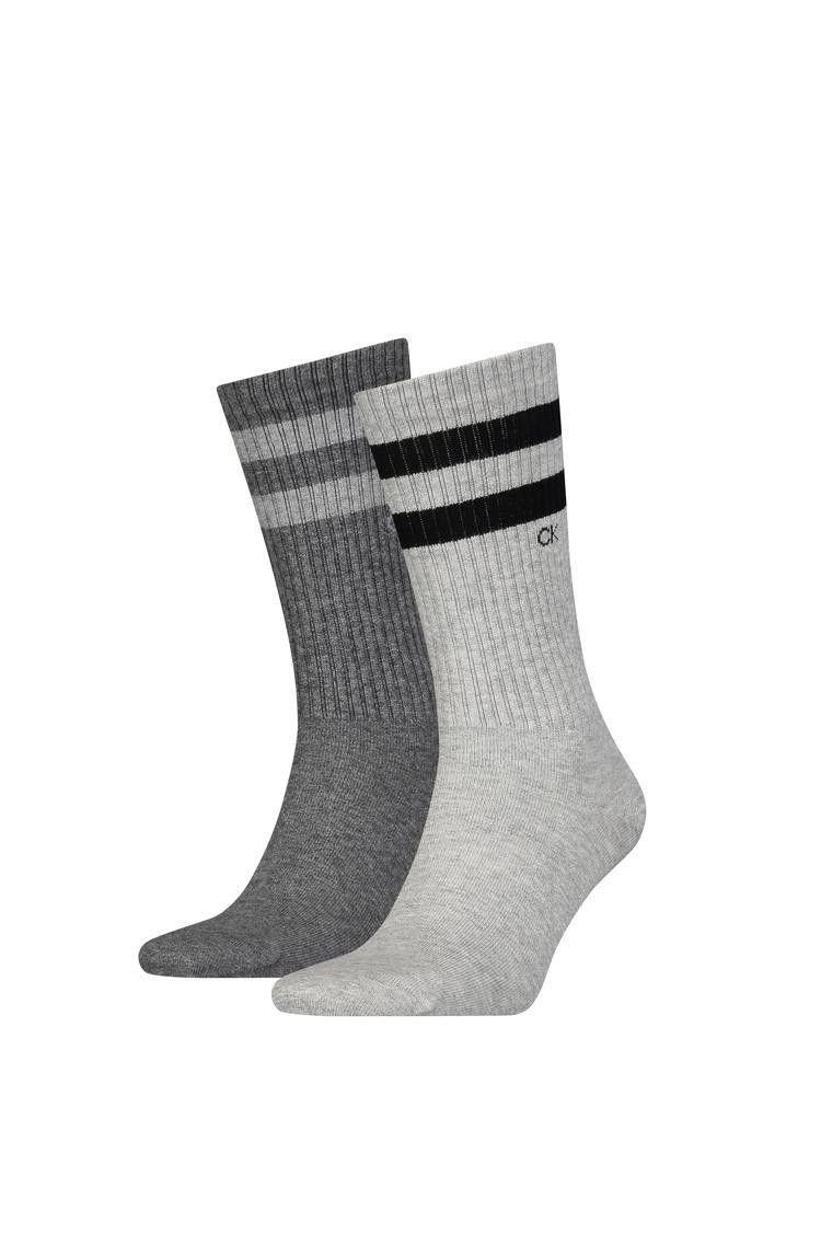 Striped Socks 2P Light Grey Melange