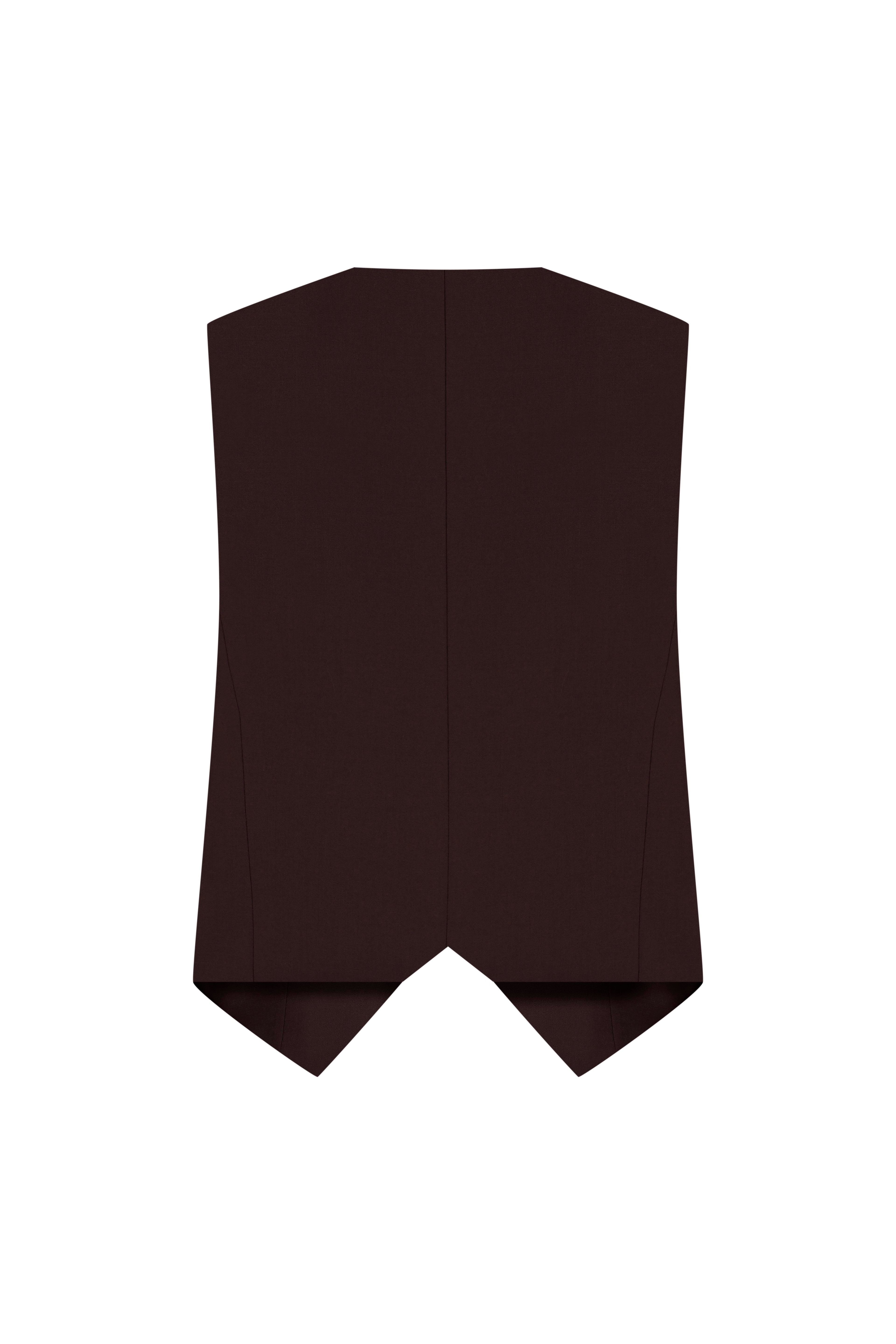 V Neck Wool Blend Brown Vest 