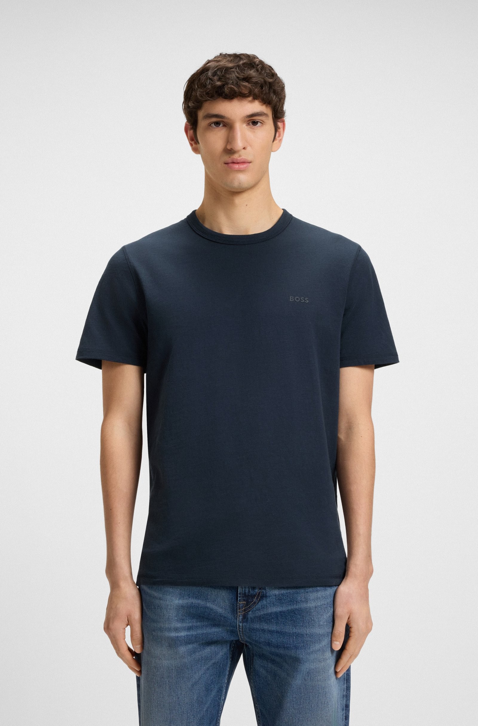 Boss Orange Regular-fit T-Shirt in Slub Cotton with Logo Detail 0508243