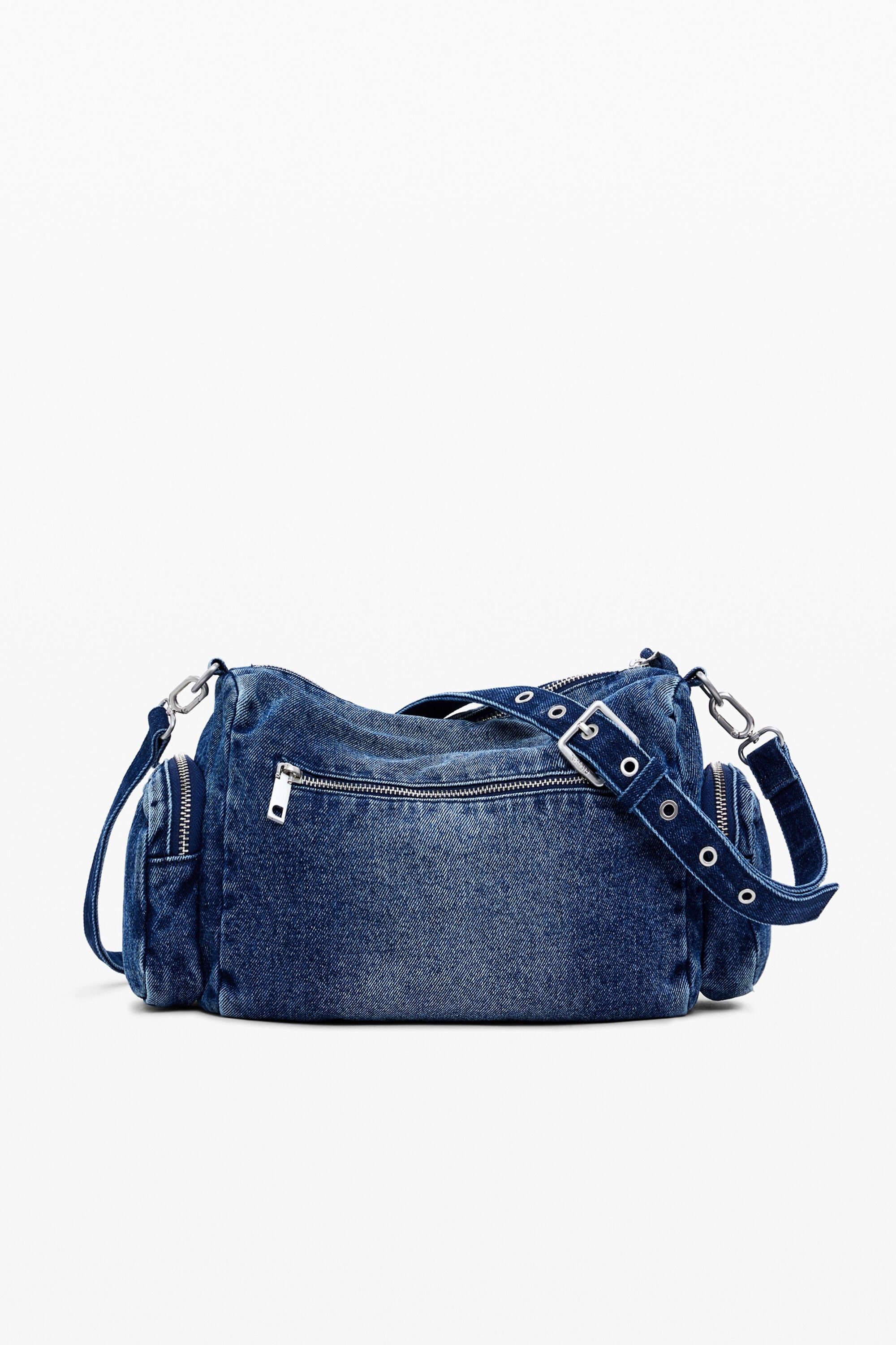 Half Logo U Denim Large Shoulder Bag 