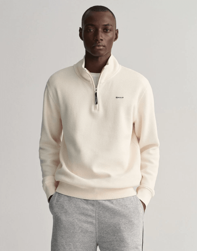 GANT HALF ZIP SWEATER CREAM S