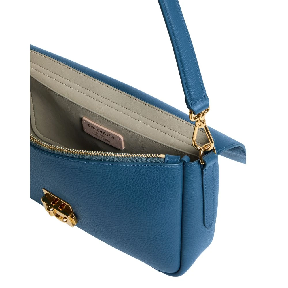 C-Me Lock Blue Leather Shoulder Bag E1U4K120101