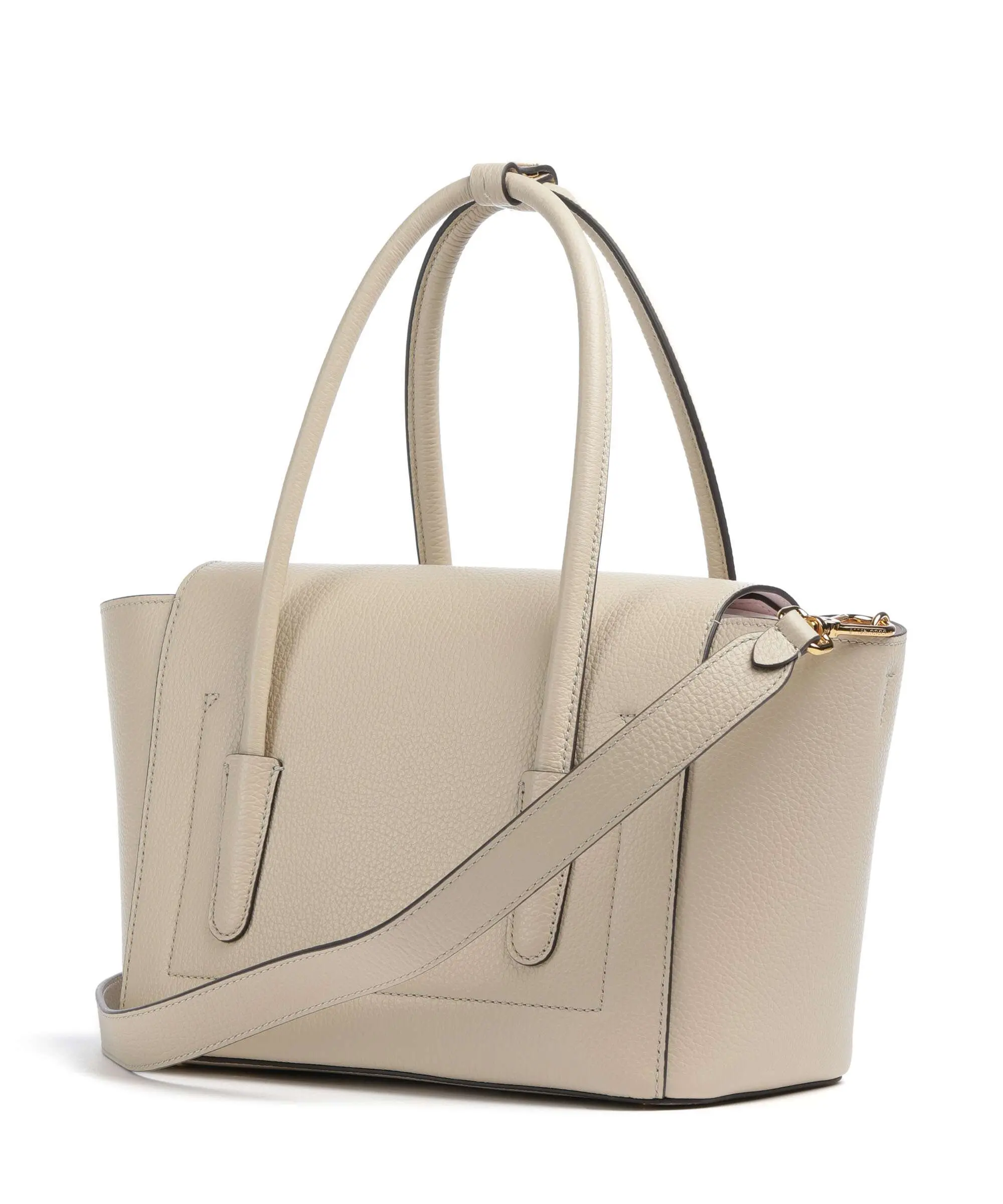 Double Beat Beige Leather Shoulder Bag E1T8A180201