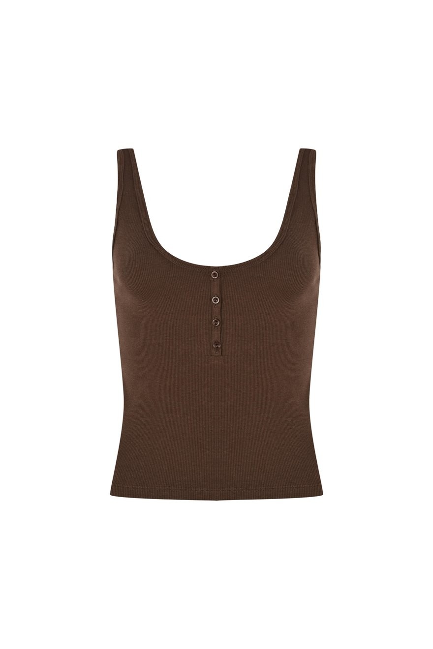 U Neck Rib Athlete - Brown