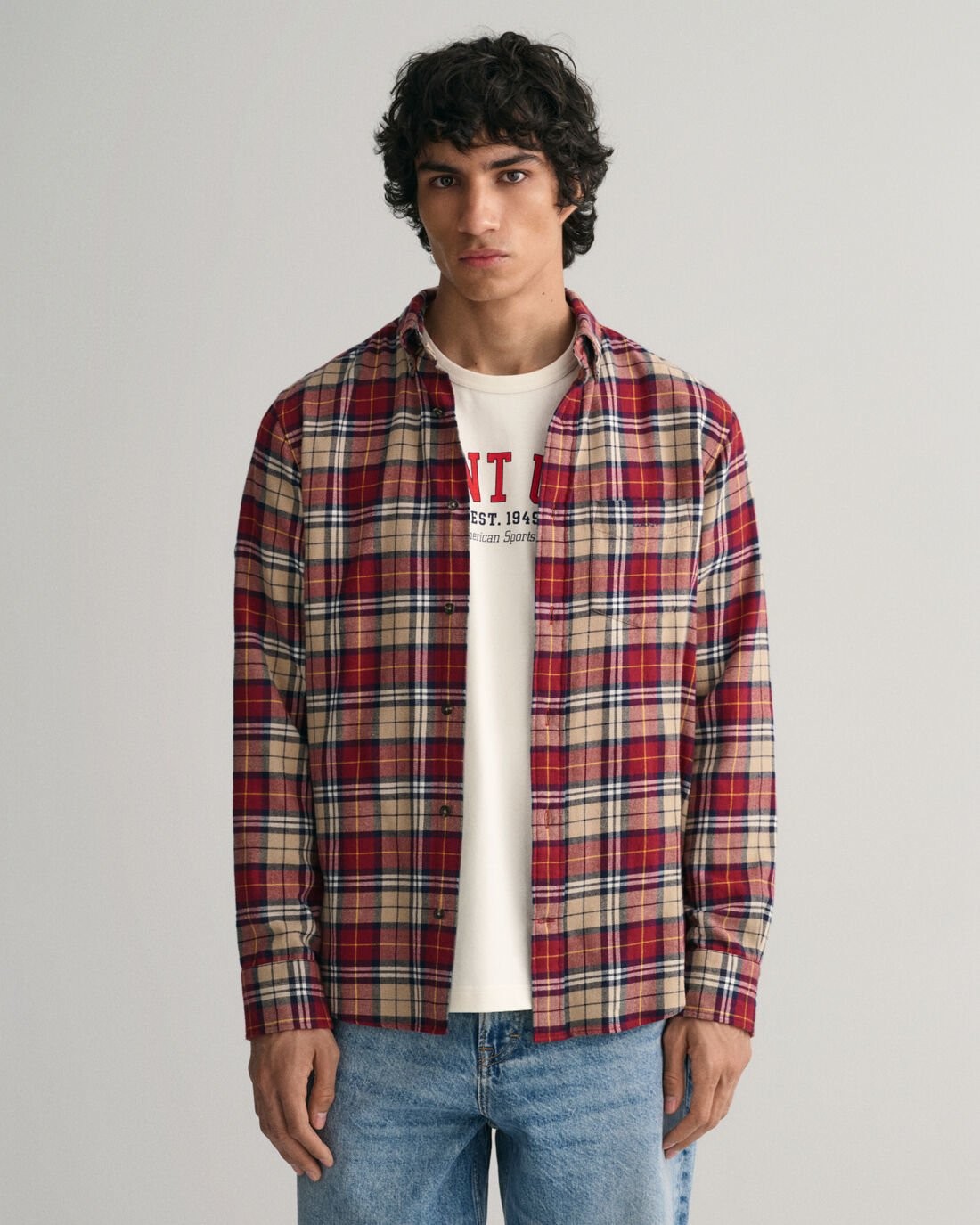 GANT REGULAR CHECKED FLANEL SHIRT BRG M