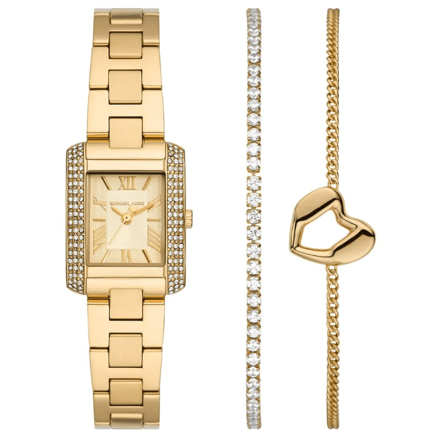 Emery Three-Hand Gold-Tone Stainless Steel Watch and Bracelets Gift Set MK7510SET