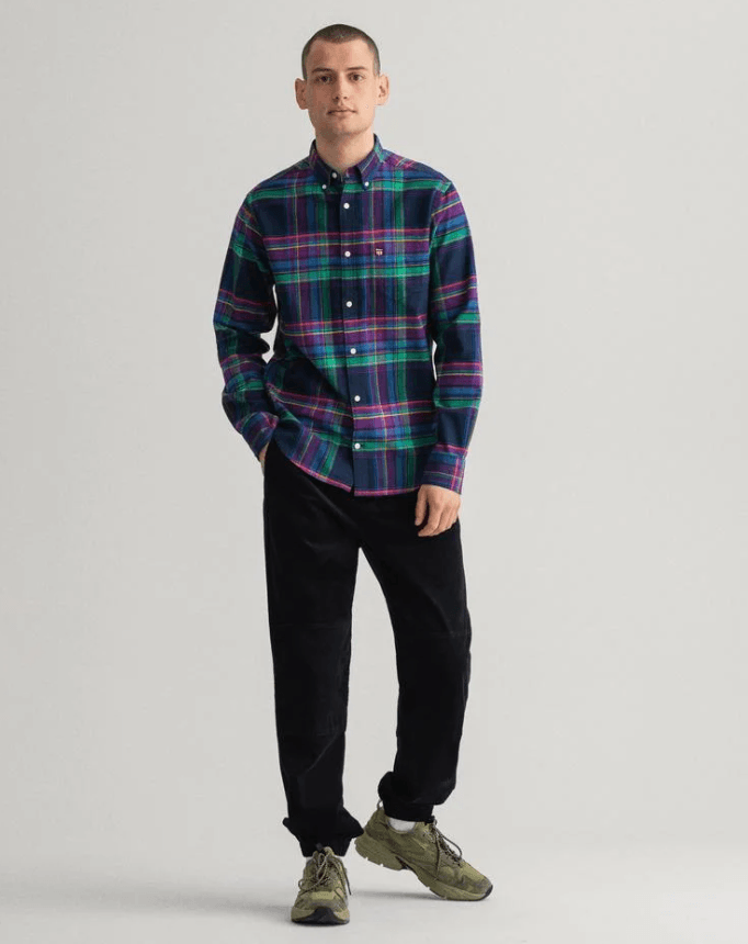 GANT REGULAR CHECKED FLANEL SHIRT GRN L