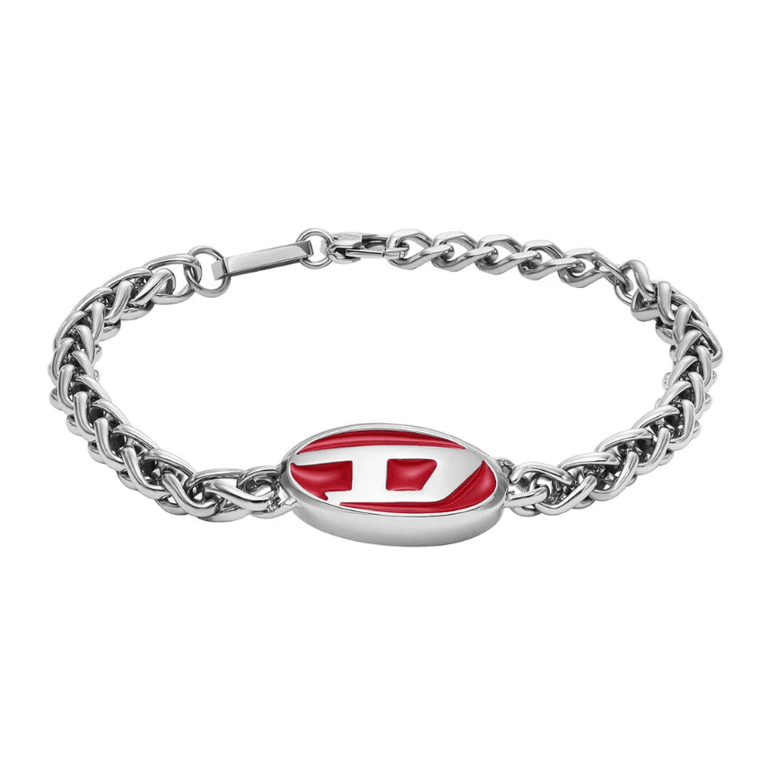 Stainless Steel Red D Logo Men's Bracelet DJDX1445-040