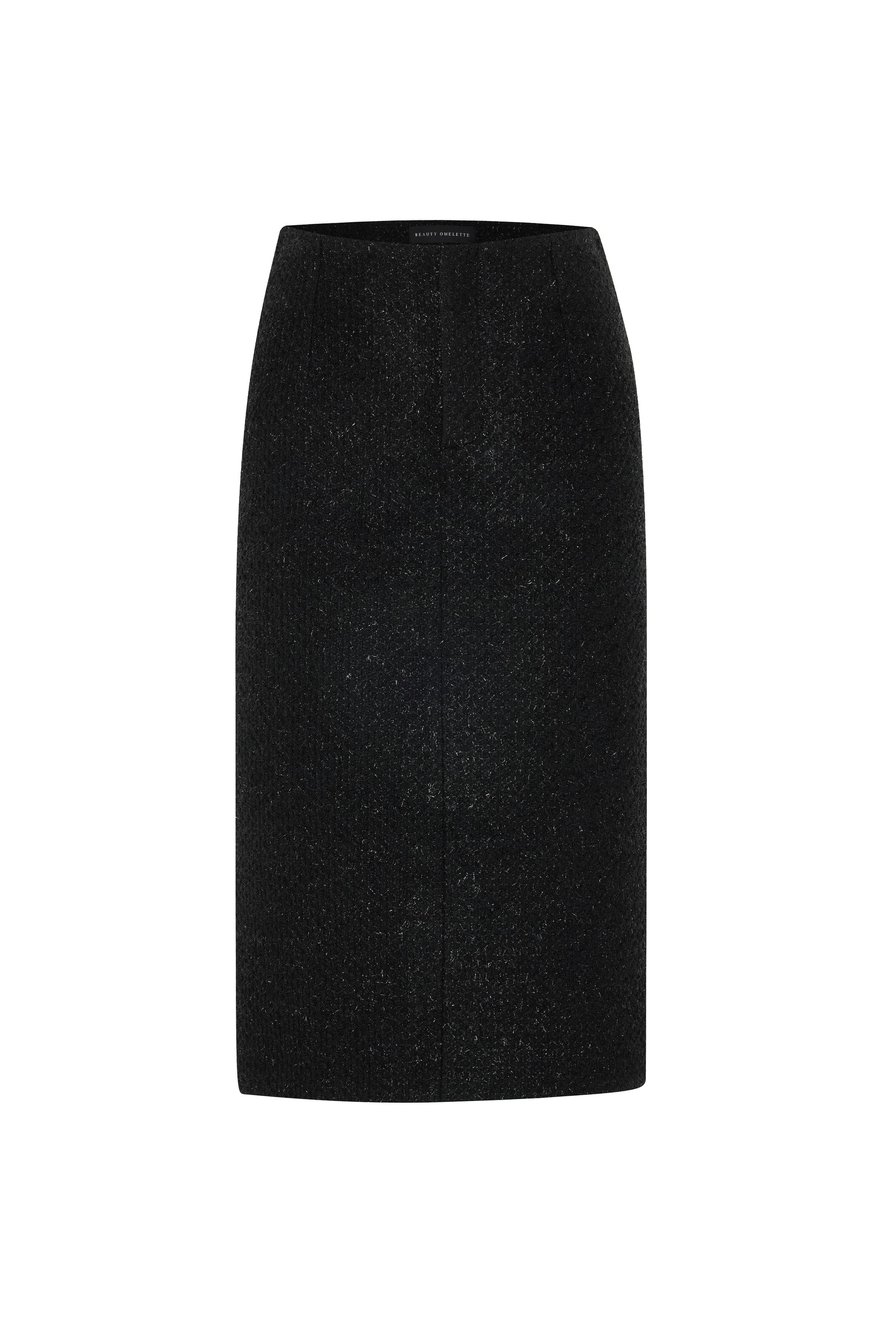 Black Midi Tweed Skirt 