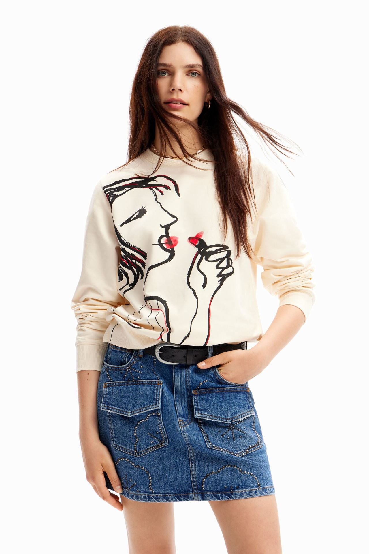 DESIGUAL MACA7 SWEAT WHITE S