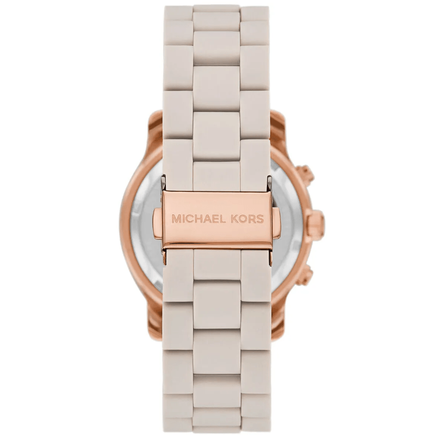 Runway Chronograph Rose Gold-Tone Stainless Steel and Wheat Silicone Women's Watch MK7386