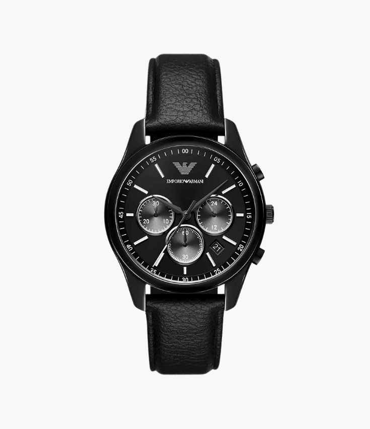 Chronograph Black Leather Men's Watch AR11583