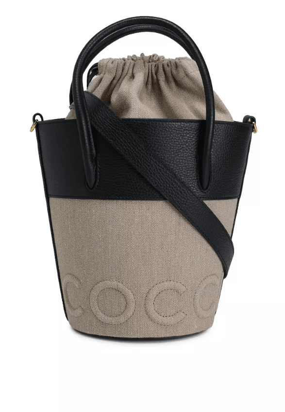 Myrtha Maxi Logo Canvas Natural Noir Black Bucket Bag E1 S91 23 01 01 