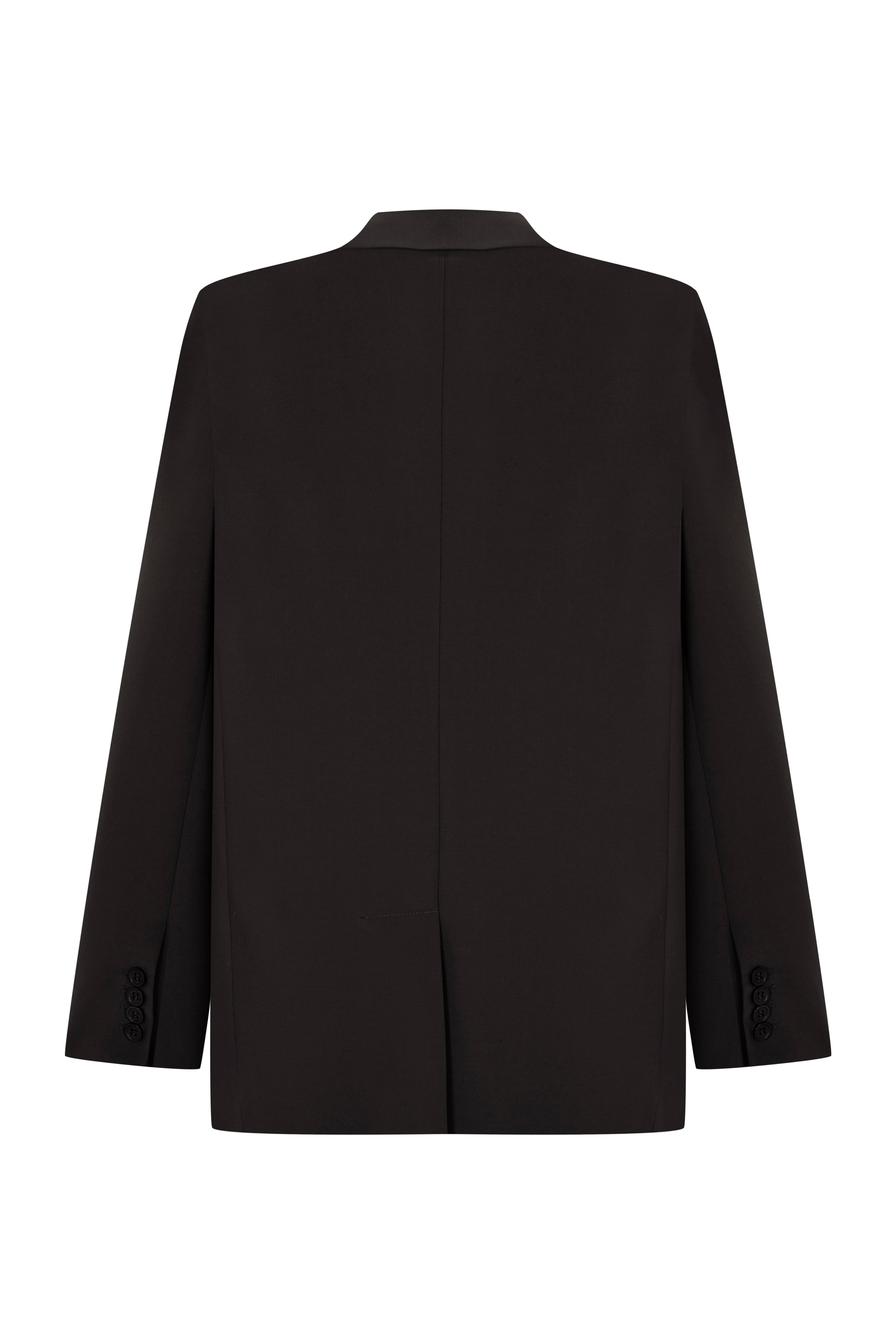 Brown Square Shouldered Double Breasted Wool Blend Blazer