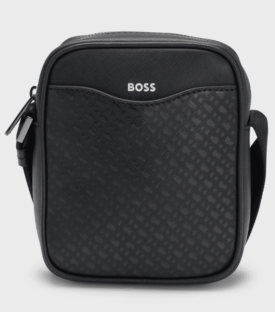 Boss Black Zair M Black Fine Grain Leather Crossbody Bag 1024744901 