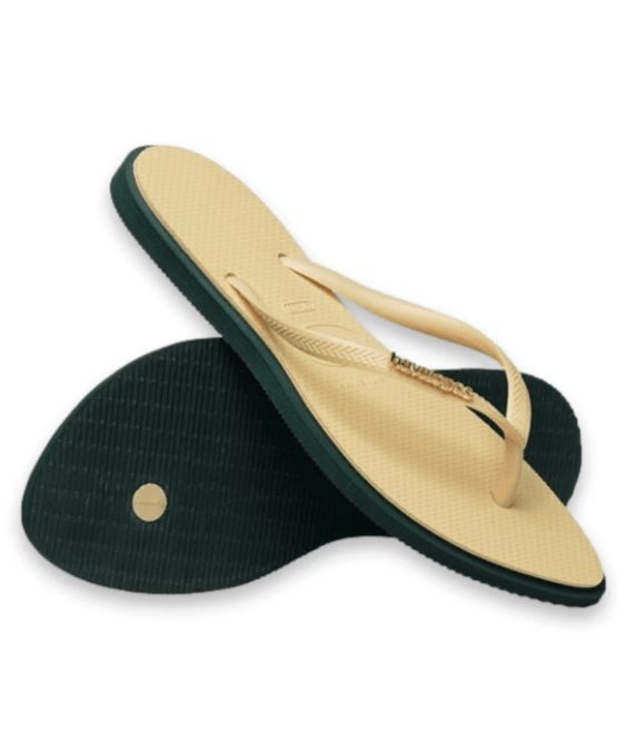 Slim Point Green Beige Slippers
