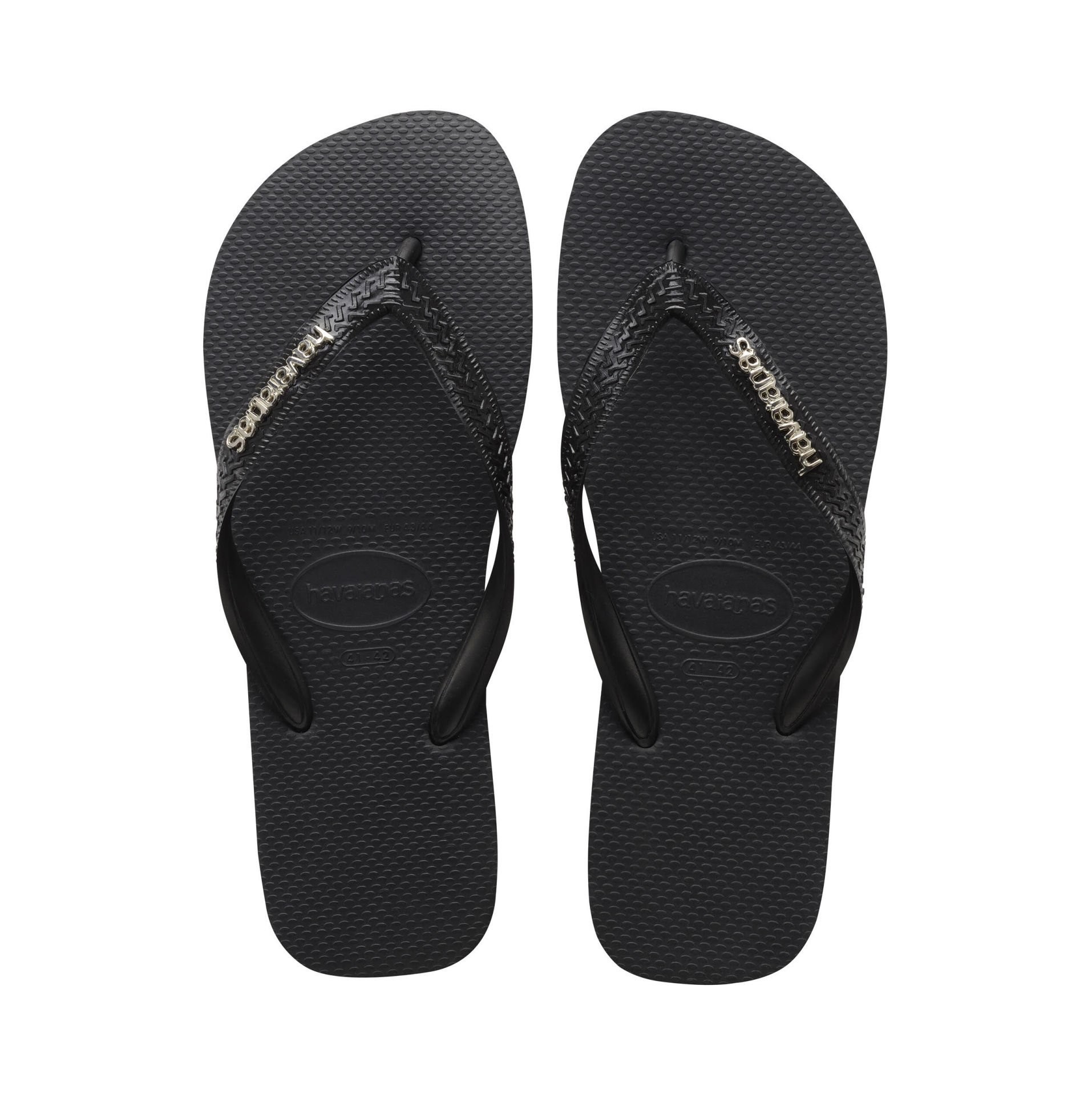 Logo Metallic Flip Flops Black