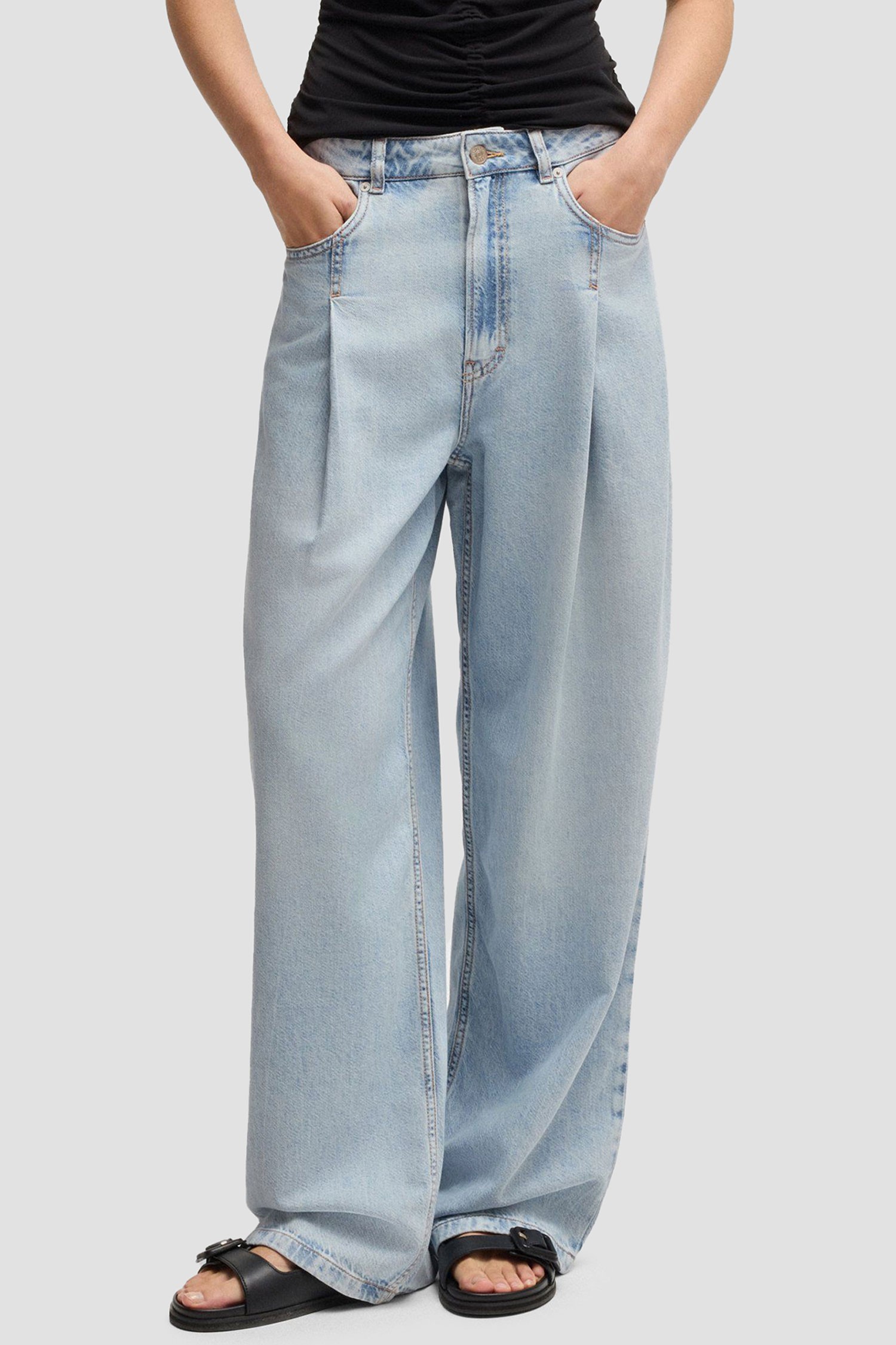Boss Orange C Slouchy Pleated Light Pastel Blue Jeans 1027114901