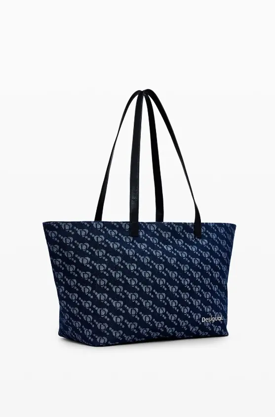 Sac Cabas Desigual Jolie Cahuil Mini - Effet Cuir Noir, Motif Floral, Polyester Recyclé